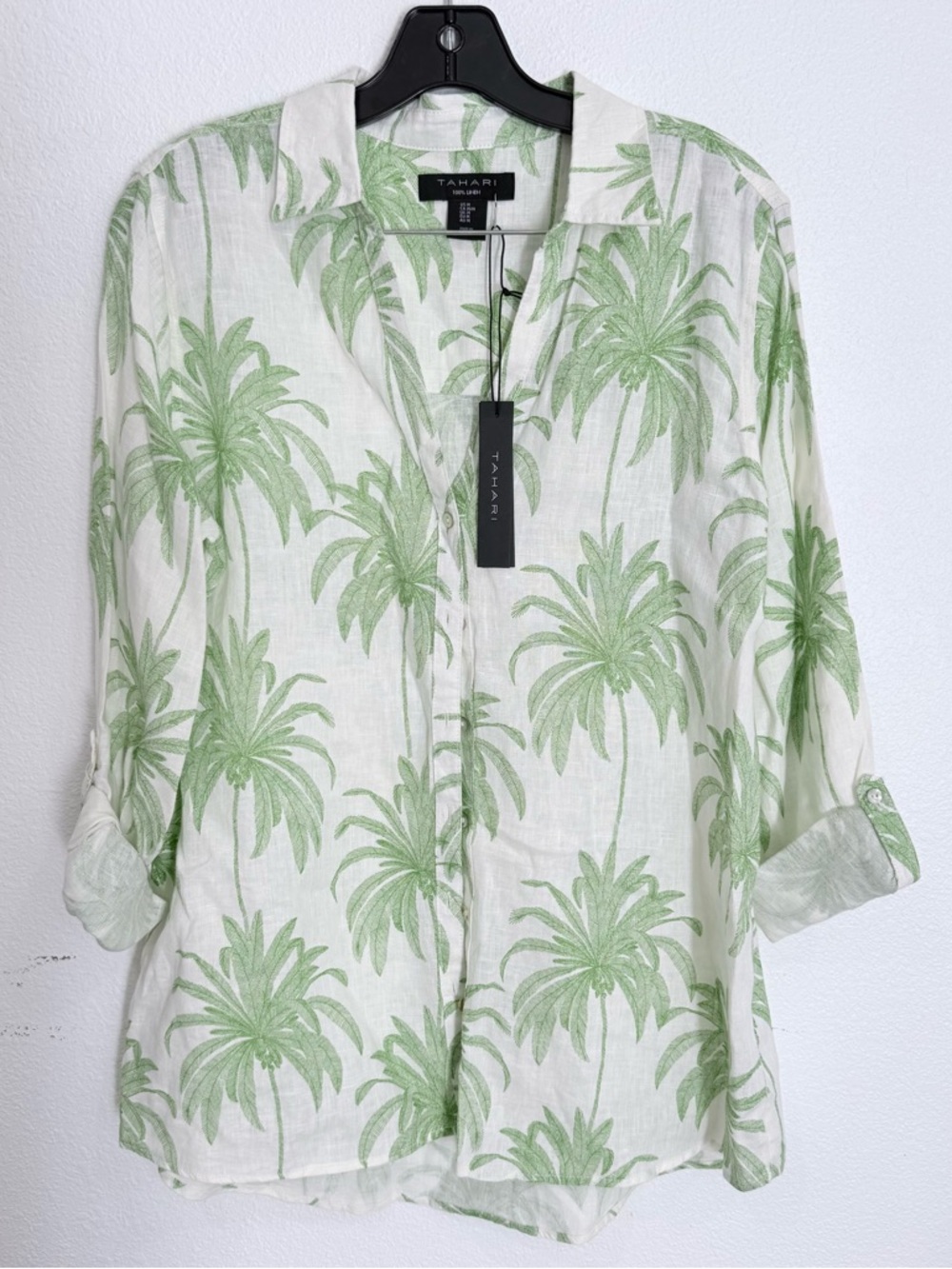 NWT Tahari 100% Linen Oversized Button Down Shirt Women’s Size Medium